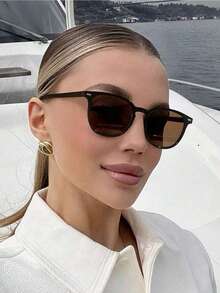 Bộ 1/2/3 chiếc kính thời trang gọng vuông bằng acrylic màu đen dành cho nữ, thích hợp cho các chuyến đi chơi và sử dụng hàng ngày. - Nhiều màu - Xem 1