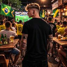 Unisex Printed T-Shirt Brazil World Cup 2026 Here Is Brazil 100% Premium Cotton Streetwear T-Shirt World Cup Oversized Casual Shirt Brazilian Fans Road To The Hexa - 黑色 - 查看 2
