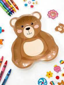 Bộ 10/20/30 đĩa dùng một lần hình gấu bông màu nâu kích thước 9x8.2 inch, đĩa giấy hình gấu, đĩa ăn hình gấu hoạt hình dễ thương cho sinh nhật, tiệc mừng em bé, đồ dùng tiệc chủ đề gấu bông, đĩa bánh tráng miệng dành cho nam và nữ. - Nhiều màu - Xem 6