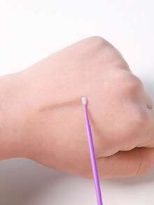 100片/包一次性微型睫毛卸妆湿巾，睫毛清洁刷，纳米清洁棉签，用于卸妆、眼线、睫毛嫁接清洁 - 彩色 - 查看 2