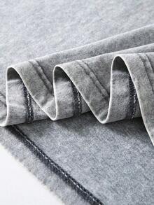 Camisetas nuevas de moda para hombres de primavera y verano. Camiseta de algodón lavado con estampado Alani A, hecha de tela 100% algodón de alta calidad, cardado de aguja fina, relajada y cómoda, adecuada tanto para hombres como para mujeres, ideal para jóvenes amantes del estilo urbano. - Gris - Ver 3