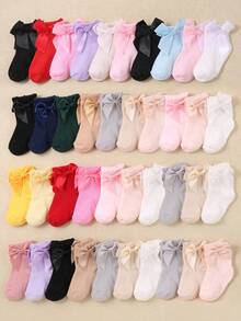 20/10/6/1 双装随机颜色女婴蝴蝶装饰舞蹈袜，采用独特的宽松蕾丝边设计，不束缚，弹性泡泡袜口，适合 0-36 个月宝宝参加派对和作为礼物穿着。这些可爱的袜子采用舒适透气的面料制成，柔软舒适，可搭配各种服装和裙子，是完美的 情人节礼物。 - 彩色 - 查看 23