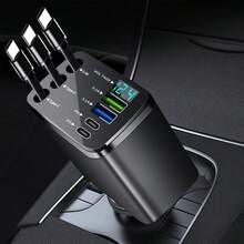 Nuokaiqi 7-In-1 Vehicle Charger, 120W Fast Charging With 70cm Extendable Cable, Built-In 180° Adjustable TYPE-C/IOS Interface And 80cm Extendable Cable, Multi-Functional Vehicle Charger - New - View 2