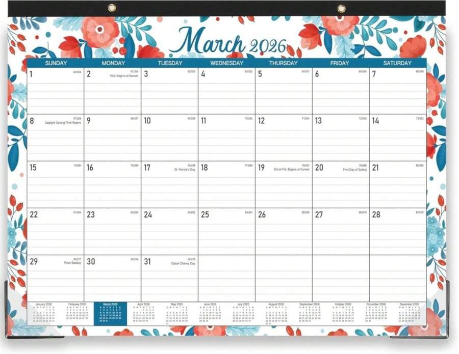 2026 Desk Calendar - Calendar From January 2026 - December 2026,12 Months Desk Pad Calendar, 148" X 114", Desk Pad, Large Ruled Blocks - White - View 1