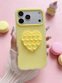 1个果冻色马卡龙可爱二合一手机壳，带DIY心形吸盘，2025最新畅销款，兼容 11、11 Pro、11 Pro Max、12、12 Pro、12 Pro Max、13、13 Pro、13 Pro Max、14、14 Pro，也兼容 17/17 Pro/Air/17 Pro Max，防震保护壳 - 黃色 - 查看 6