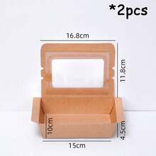 Bộ 2 hộp đựng thức ăn mang đi kiểu cửa sổ, hộp cơm trưa bằng giấy sáp, hộp đựng thực phẩm bằng giấy sáp dùng một lần, thích hợp cho bữa trưa, nhà hàng, dịch vụ ăn uống, tiệc tùng, dã ngoại. - màu nâu - Xem 3