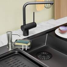 水龙头式皂液器收纳架，带海绵架和2个挂钩，包含3块海绵、可沥水厨房水槽收纳架、百洁布和洗碗刷，易于安装在水龙头上，是完美的厨房清洁配件。 - A - 查看 8