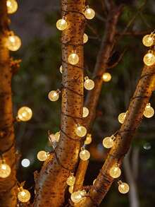 1pc 20LED 5M 8-Mode Solar Powered Crystal Bubble Ball String Lights, Outdoor Garden Decor Lights - Solar Bubble Ball - View 3