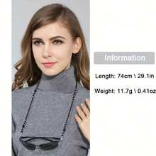 [Gold Jewelry]&Valentine's Day &Mother's Day  Chic Beaded Glasses Chain - Anti-Slip Fashion Glasses Lanyard With Vintage Mask Holder For Women & Fashion Jewelry &Couple Matching Jewelry - màu đen - Xem 5