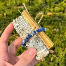 Bộ 1 vòng tay làm từ cây xô thơm, gỗ thiêng và đá pha lê tự nhiên - Hoàn hảo cho những người yêu thích thiền định và là món quà lý tưởng. - Bộ xô thơm - Xem 6