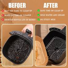 50/100/200pcs Square Round Disposable Air Fryer Liners, 6.3in 8in Oil-Proof Non-Stick F Paper Liners Pots, Baking Basket Bowls, Cooking Baking Trays, Air Fryer Oven Accessories, Baking Tools, Kitchen Gadgets, Kitchen Essentials - Upgraded Version - View 4