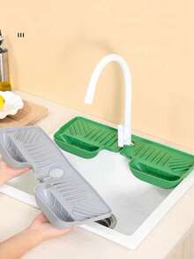 1 Heavy-Duty Non-Slip Sink Mat With 5° Angled Drainage - Foldable Gray Design, Easy-Clean Silicone Material, Suitable For Sinks, Dishwashers, And Washing Machines - Multicolor - View 9