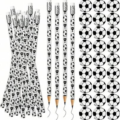 Bộ 5/10 bút chì và tẩy hình quả bóng đá, bút chì và tẩy hình quả bóng chủ đề thể thao, bộ bút chì và tẩy bằng gỗ hình quả bóng đá vui nhộn, lý tưởng làm quà tặng sinh nhật chủ đề bóng đá, phù hợp cho việc viết, vẽ, thi cử hàng ngày, tuyệt vời cho mùa tựu trường.