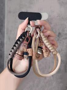 Capybara Phone Lanyard, Wrist Strap, Colorblock Braided Cord, Short Hanging Chain, Durable Outdoor Use - Multicolor - View 1