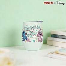 MINISO X Disney Lilo & Stitch & Angel Tropical Love Insulated Stainless Steel Eggshell Tumbler With Lid,Double-Walled Vacuum Cup For Coffee,Wine,Drinks - 彩色 - 查看 3