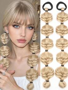 18 Inch 2pcs Hand-Woven Bubble Twist Braids Wig With Elastic Rubber Band, Heat Resistant Synthetic Wig, Suitable For Women - Multicolor - View 8