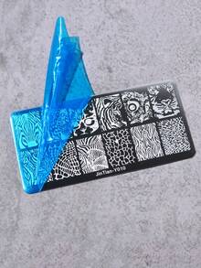 6pcs Nail Art Printing Plates With Leopard Animal Texture Patterns - Silver - View 3