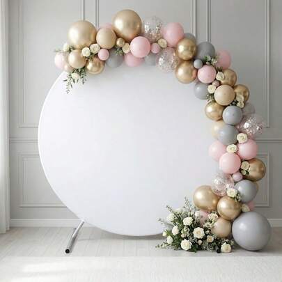 1pc Solid Color Polyester Round Backdrop Cloth, Party Arch Backdrop Set, Suitable For Birthday Party, Christmas, Wedding, Holiday Events, Indoor & Outdoor Decor Backdrop Wall, Round Arch Backdrop Cover (Metal Frame Not Included)