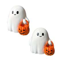 1pc Adorable Resin Smiling Ghost With Pumpkin Bucket - Cute Halloween Tabletop Statue, Ideal For Spooky Autumn Decor, Collectible Room Accent For Halloween Theme, Seasonal Display, Whimsical Design - 1PC - 查看 4