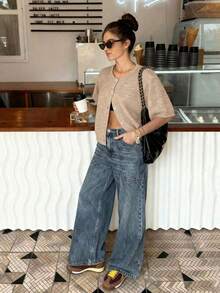 Áo khoác cardigan cài nút màu trơn hiện đại, thanh lịch, tối giản dành cho nữ, xuân/hè - Gạo Mơ - Xem 4