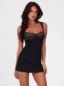 Đầm mùa hè màu trơn dành cho nữ, kiểu dáng cúp ngực, viền ren, hở lưng, buộc dây – Đầm mini ôm sát dáng chữ A gợi cảm, thích hợp cho đi club, dự tiệc và hẹn hò buổi tối, màu trắng thanh lịch. - trắng - Xem 2