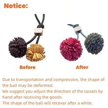 Personalized Leather Tassels Ball Cherry Cute Bag Charm Women Backpack Keychains Clip Tote Bag Charms For Handbags - Màu Khaki - Xem 4