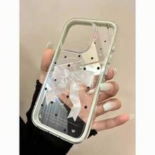 波点丝绸蝴蝶结手机壳，兼容 17 Pro Max/16/15/14、13 软壳 12/11 - 粉色 - 查看 6