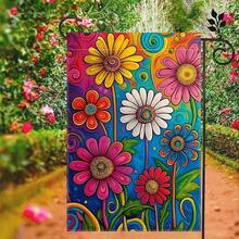 2D Flat - 2D Flat - 1pc A Lively Floral Garden Flag - A Double-Sided Burlap Yard Ornament, Measuring 12X18 Inches, Featuring A Colorful Daisies Design Suitable For Outdoor Seasonal Decor In Spring And Summer. Made From Durable Polyester - 1 lá cờ - Xem 7