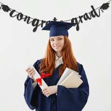 Congratulations Graduation Decorations Class Of 2026 Pre-Strung Black Glitter Congrats Grad Banner Grad Party Senior Colle High School Classroom Table Decor Hanging Garland Sign Favors Plies - Black - 查看 4