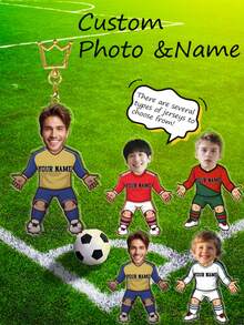 1pc Customizable Keychain, Couple Photo, Valentine's Day Gift, Your Photo, Personalized Name Keychain, Suitable For All Seasons, Valentine's Day Commemorative Keychain - Multicolor - View 1