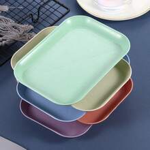 Bộ 4 khay nhựa hình chữ nhật đa năng bốn màu, kiểu dáng Bắc Âu sáng tạo, dùng đựng rau củ, bánh ngọt, đồ ăn nhẹ, trái cây, dày dặn, bền chắc, dễ vệ sinh, thích hợp để đựng đồ trong nhà bếp, phòng khách, phòng tắm, vật dụng thiết yếu cho gia đình (Màu ngẫu nhiên), khay, bộ bày bàn tráng miệng, bát đựng trái cây, đĩa nhựa. - Nhiều màu - Xem 2
