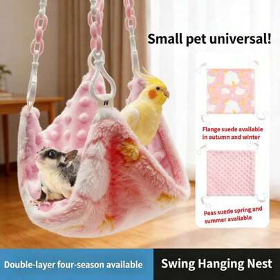 1 pieza Hamaca para mascotas pequeñas para todo el año, nido cálido colgante, decoración de jaula para glider, loro, ardilla, rata
