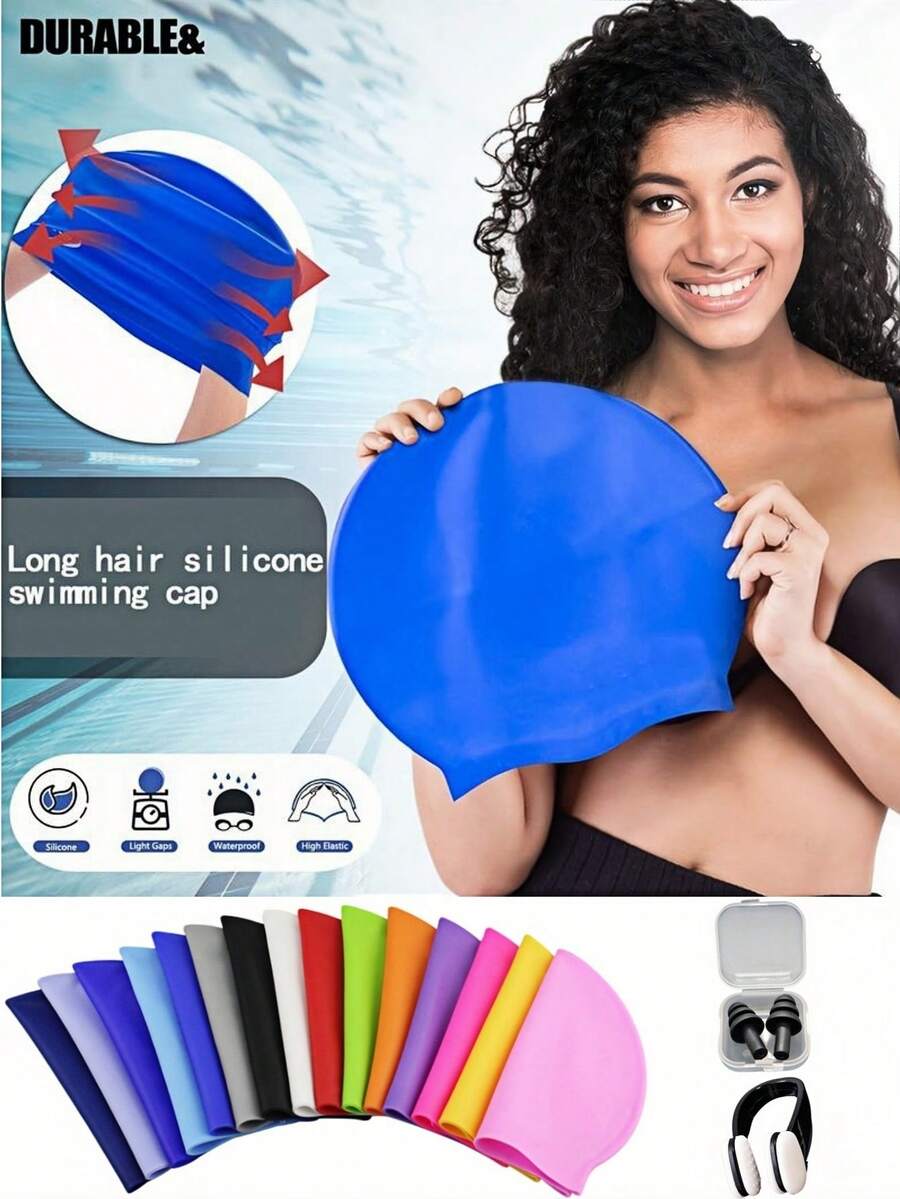 2/4/10pcs Silicone Swimming Cap, Nose Clip, Ear Plug Set, Waterproof & Warm, Suitable For Indoor/Outdoor Pool And Beach Swimming, 2026 Best Seller, Ideal Gift For Mother's Day And Father's Day