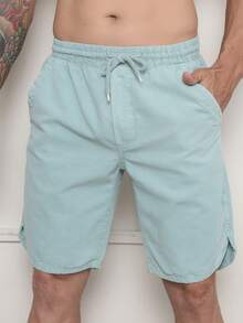 Men's Bermuda Shorts In Twill Fabric With Elastic Waistband - Light Green - View 1