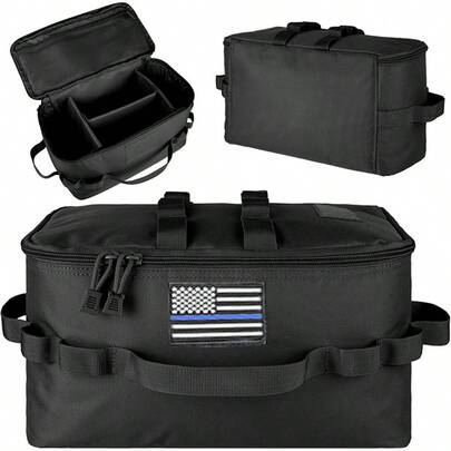 Scatola portaoggetti da campeggio, borsa organizer, borsa da trasporto portatile per la cucina, attrezzatura da campeggio. Dotata di divisori regolabili con , scomparti rimovibili e rete superiore, per un'organizzazione efficiente di attrezzi, stoviglie, attrezzatura di emergenza, ecc. Adatta per campeggio, escursionismo, organizzazione del bagagliaio dell'auto, preparazione per le emergenze e spostamenti quotidiani. Combina la funzionalità di forza industriale con un design modulare intelligente, fornendo una soluzione di stoccaggio affidabile all-in-one per gli appassionati di attività all'aperto e gli utenti tattici.