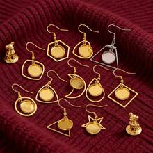 Bộ 10 móc tai bằng thép không gỉ mạ vàng 18K hình trái tim, hình tròn và hình ngôi sao, kèm chốt cài kiểu lồi 12mm, dùng để tự làm khuyên tai và trang sức. - khay đựng bông tai - Xem 2