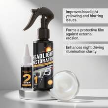 汽车大灯护理套装 120ml 汽车大灯日常翻新清洁和去污表面保护透明护理剂（包含保护性液体护理液、毛巾、海绵） - 液體 - 查看 6