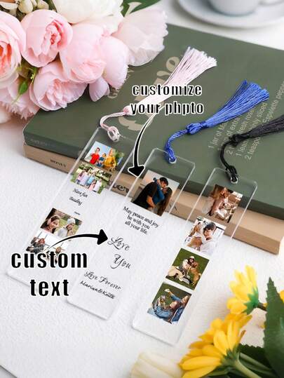 1. Dấu trang bằng acrylic trong suốt có tua rua, khắc tên theo yêu cầu - Phụ kiện sách thủ công cá nhân hóa với họa tiết hoa, món quà độc đáo dành cho người đọc sách - Dành cho người yêu sách - Quà Giáng sinh - Món quà hoàn hảo cho mẹ, đồ dùng học tập