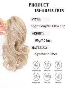 10 Inch Clip-In Short Curly Wavy Synthetic Hair Extension Ponytail, Elegant Style, Suitable For Women's Daily Wear And Party - Multicolor - View 5