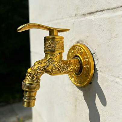 صنبور جداري أوروبي كلاسيكي أحادي البرودة - مصنوع من سبيكة الزنك، مناسب تماما لحوض المطبخ وغسالة الملابس والحديقة الخارجية والإكسسوارات الحمام