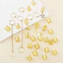 30件套哥特式星形发饰套装 - 金色发夹配链条、编织珠，适合节日发型 - 金色 - 查看 2