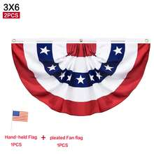 3x6 Feet 250th Anniversary Large American Flags Patriotic Bunting Stars Stripes 4th Of July Pleated Fan USA Flag Banners Red White Blue Decorations For Outdoor Porch, Memorial Day, Independence Day - 查看 12