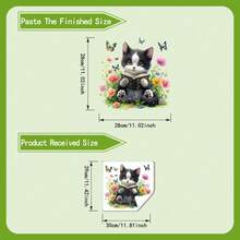 1pc Removable Reading Cat Window Sticker, Cute Cat With Flowers & Butterflies Window Decal For Living Room And Bathroom - one-size - View 6
