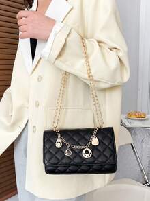 Summer New Versatile Fashion Chain Shoulder Crossbody Square Bag - Black - View 7