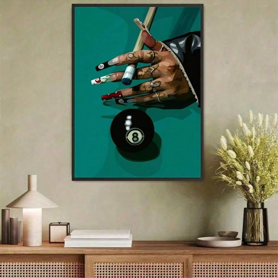 1 pieza Póster de arte de uñas africano moderno y afortunado, imagen de alta calidad, arte de pared elegante, estilo de decoración contemporánea popular, arte de lienzo retro, póster creativo, adecuado para la decoración de la sala de estar y el dormitorio, regalo perfecto para días festivos