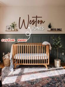 1pc Customized Wooden Nameplate, Customized Baby Room Wooden Nameplate, Width 10-120cm (4-48 Inches), Optional Font Color, 3D Effect, Minimalist, Fashionable, Cute, Bohemian Style, Room Decor, Customized Wooden Letters, Customized Wooden Sign, Wedding Letter Decor, Customized Letter Wall Decor, Customized Party Decor, Suitable For Home Decor, Wall Decor, Bedroom, Living Room, Party, Wedding Decor - Multicolor - View 4