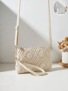 新款时尚斜挎单肩包，镂空花朵腕包，女士小方包手提包 - 彩色 - 查看 3