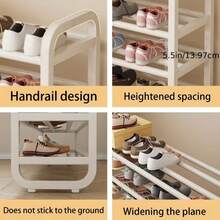 Space-Saving 5-Tier Shoe Rack, Durable, Narrow Design, Multi-Layer Craftsmanship, No Wood, Floor Mount, With Electricity-Free Use For Entryway And Dorm Storage, Living Room Compatible - 白色5層鞋架,可容納18雙鞋 - 查看 2