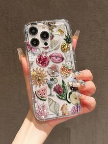 Lips 1pc Airbag Bead Embroidered Pomegranate Lip Pattern Full Coverage TPU Shockproof Phone Case Compatible With Apple 17, 16, 15, 14, 13, 12, 11 Pro Max And Series - Multicolor - View 2