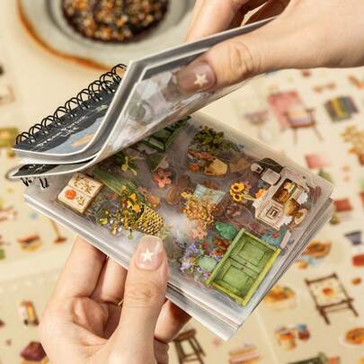 1 libro de 20 pegatinas troqueladas de PET, pegatinas con ilustraciones de plantas y vida estilo vintage dibujadas a mano, formas irregulares, encuadernadas en espiral, fáciles de arrancar y usar, adecuadas para diarios de vida, scrapbooks, álbumes de fotos, decoración DIY, útiles escolares esenciales, pegatinas divertidas, suministros para scrapbooking de Kindle, pegatinas para portátil